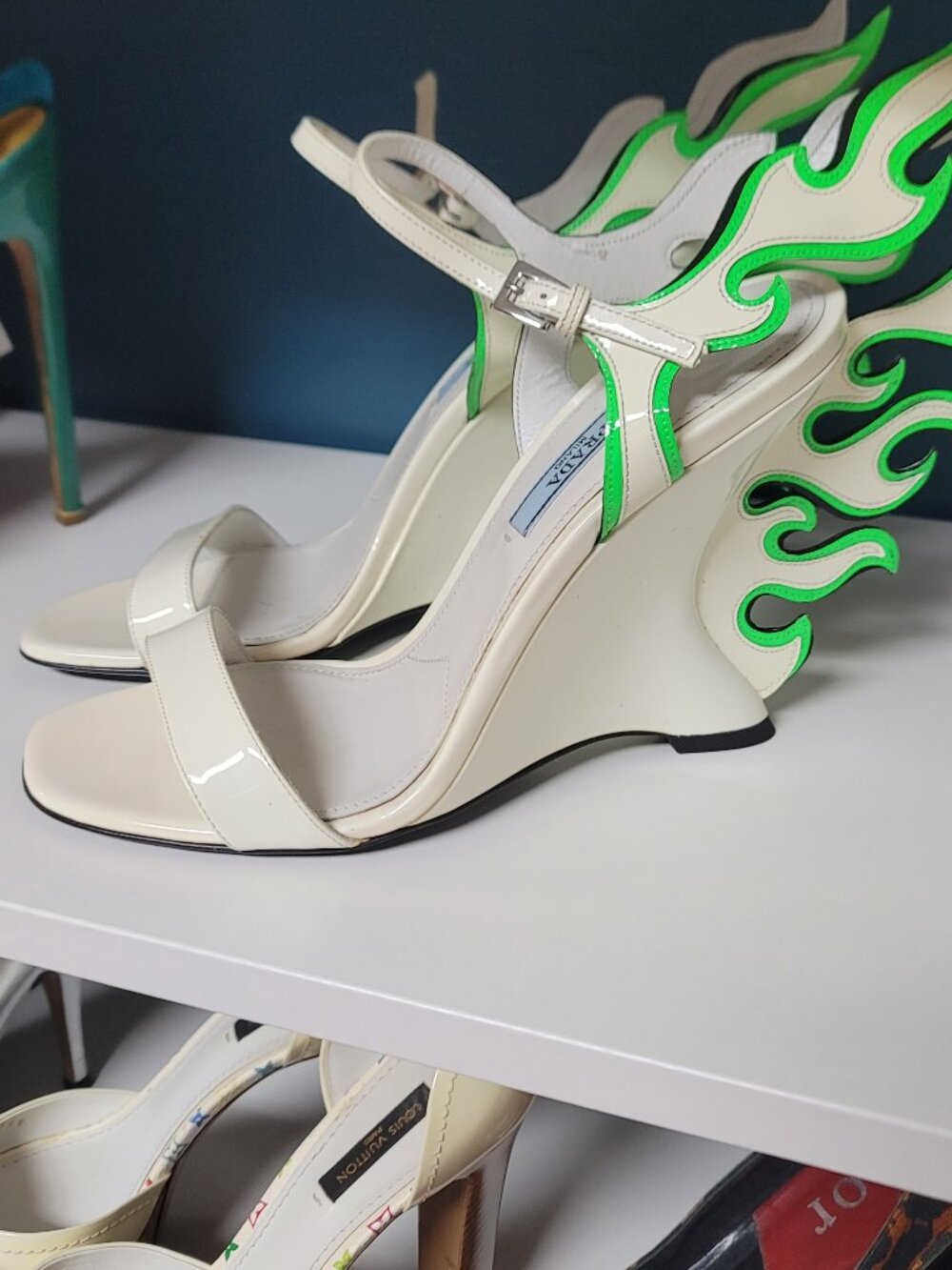 2018 runway Prada Flame wedge heels
